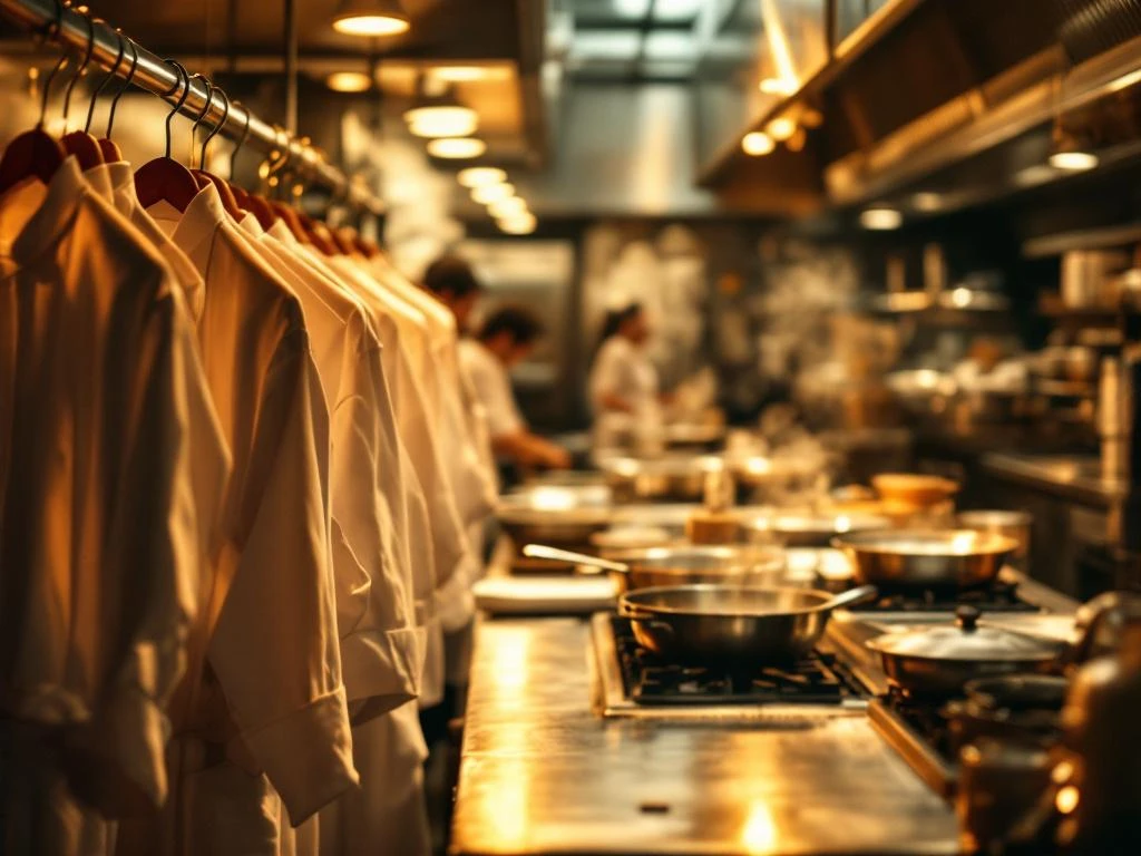 Drukke restaurantkeuken met kookstations, stoom en lege werkplekken die vacatures in de horeca symboliseren